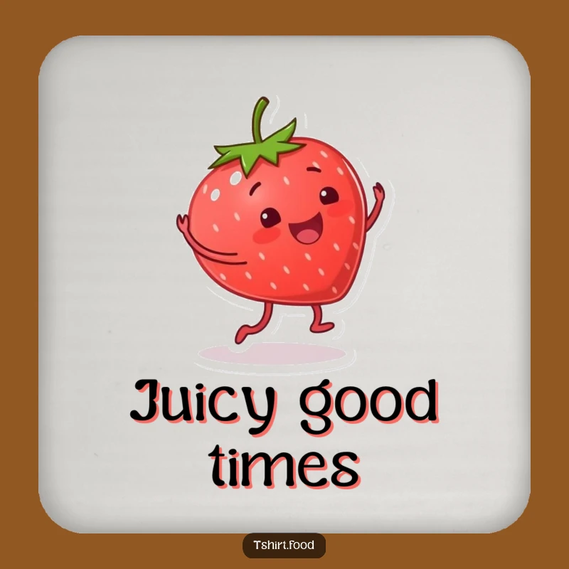 Funny Smiling Strawberry Drink Coaster: Protect Surfaces with Fruity Fun