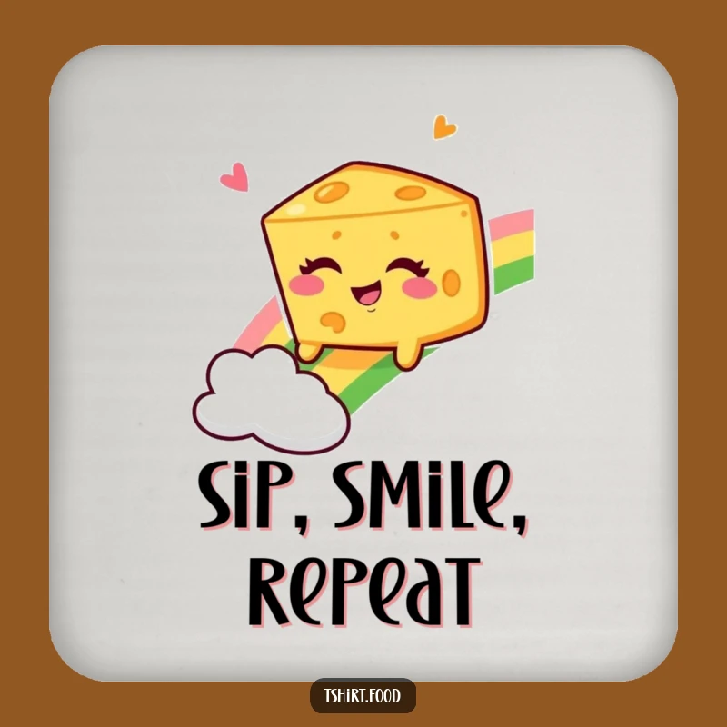 Funny Winking Cheese Wedge Rainbow Coaster, Protect Surfaces with Cheesy Giggles