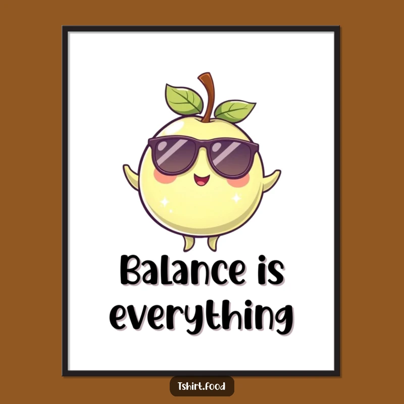 Funny Winking Plum Sunglasses Balancing Poster: Cool Wall Art