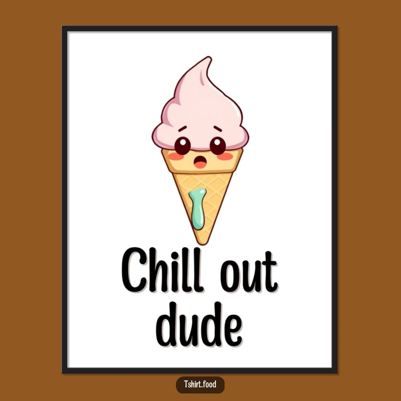 Funny Melting Ice Cream Poster: Surprised Art, Perfect Gift for Sweet Decor