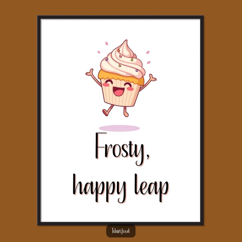 Funny Leaping Cupcake Poster - Joyful Wall Art, Hilarious Funny Gift