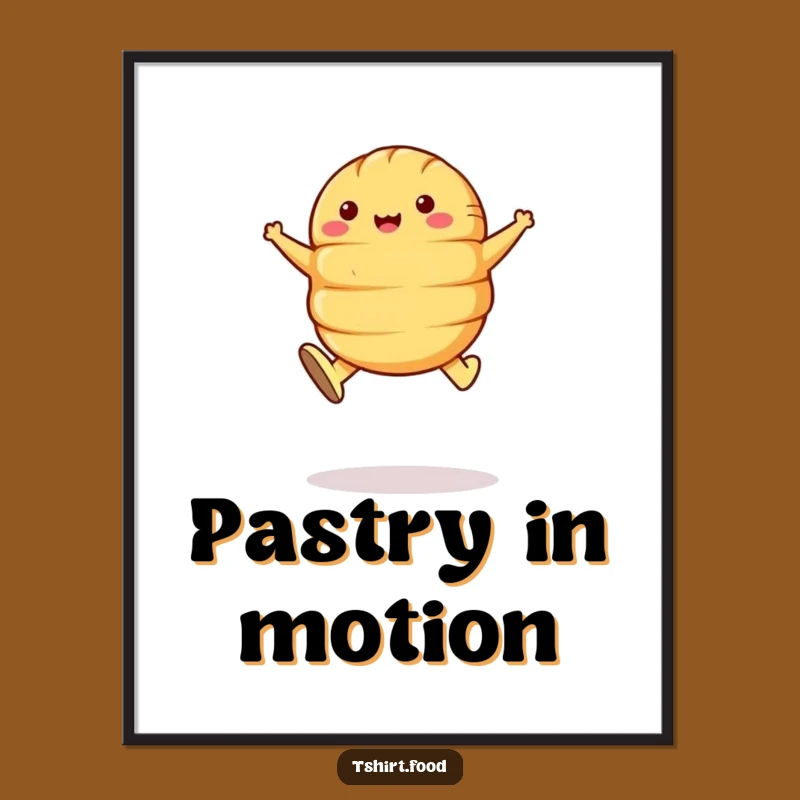Funny Croissant Leap Poster - Whimsical Art, Breakfast Delight for Your Wall!