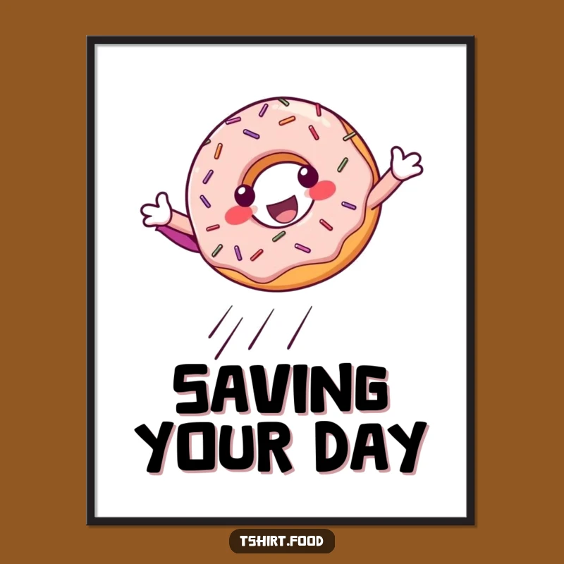 Funny Donut Superhero Landing Poster: Heroic Wall Art for Sweet Decor