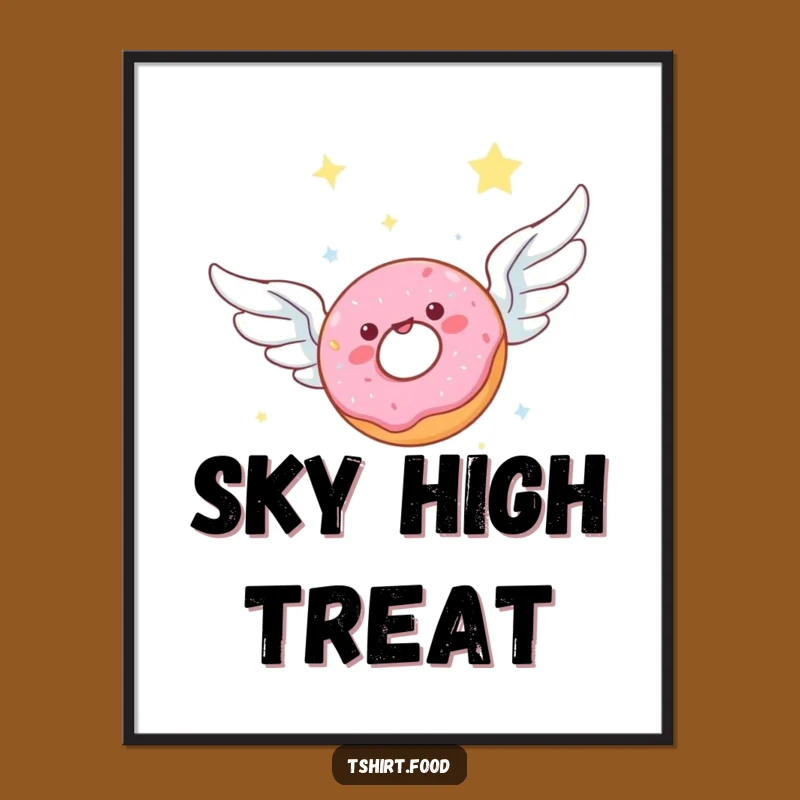 Funny Donut Wings Poster - Joyful Sky Art Print Gift
