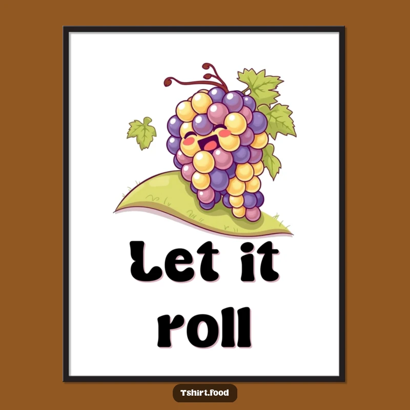 Funny Giggling Grapes Rolling Hill Poster: Whimsical Wall Art