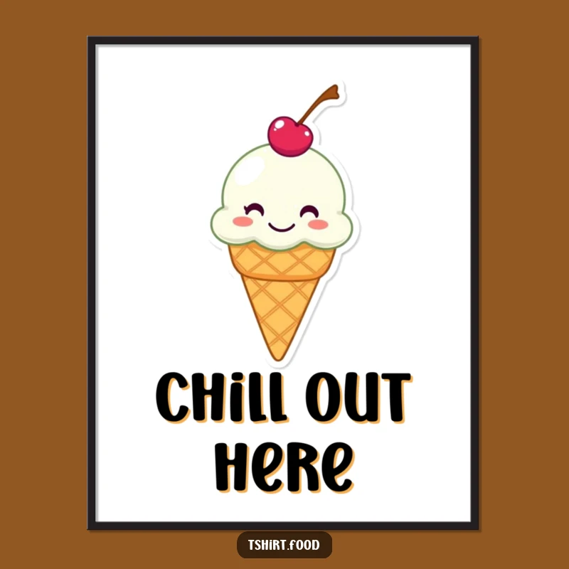 Funny Grinning Ice Cream Cone Poster - Hilarious Sweet Wall Art