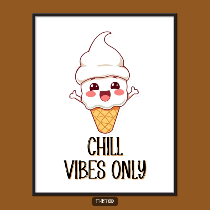 Funny Ice Cream Poster: Cone Hat Fun Art - Cool Wall Decor!