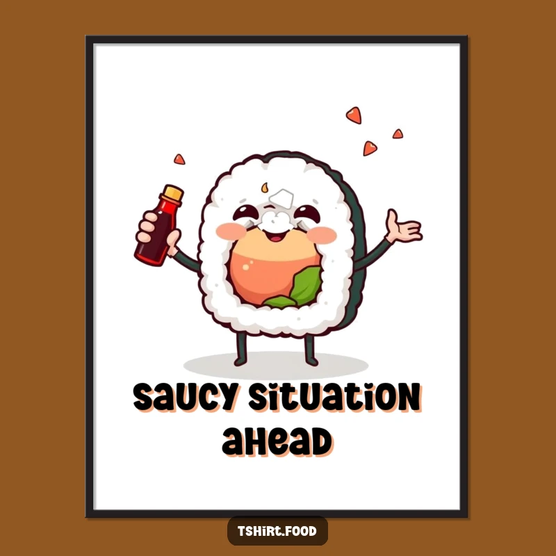 Funny Joyful Sushi Poster: Decorate Your Space with Culinary Cheer