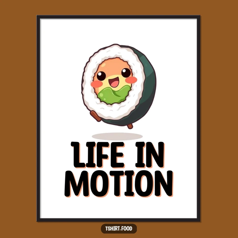 Funny Sushi Cartwheel Poster: Whimsical Wall Art for Kitchen and Fun