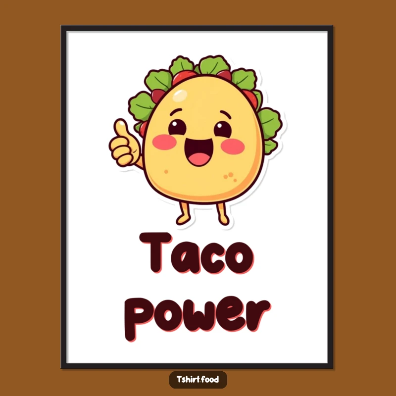 Funny Taco Art Poster: Cheerful Taco, Vibrant Wall Decor, Perfect Funny Gift