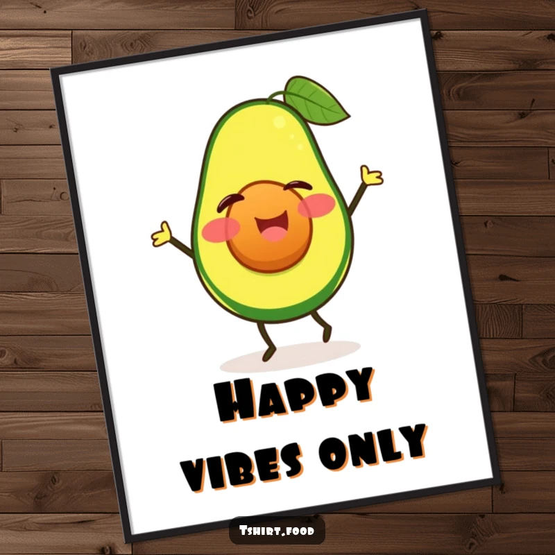 Funny winking avocado poster doing a happy jig, spreading cheer and delicious humor on walls. Excellent funny gift.