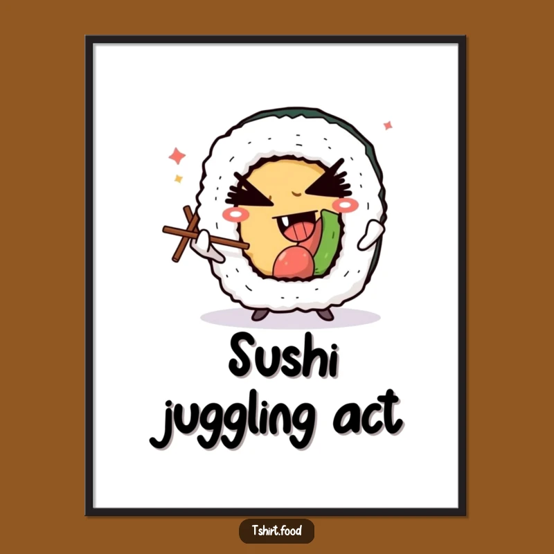 Funny Winking Sushi Poster - Devilish Juggler Art Print Gift