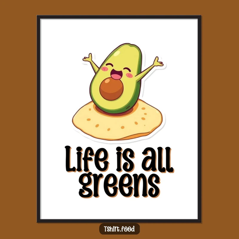 Funny Avocado Somersault Poster: Whimsical Food Art for Your Walls