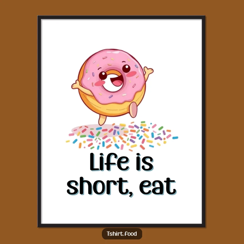 Funny Donut Sprinkle Leap Poster - Cheerful Dessert Art for a Happy Space