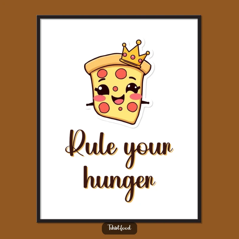 Funny Pizza Poster: Crown Slice Art Print - Regal Wall Decor!