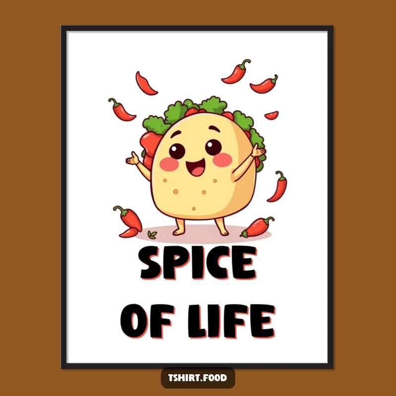 Funny Taco Juggling Peppers Poster: Hilarious Wall Art for Foodie Fun and Cheer