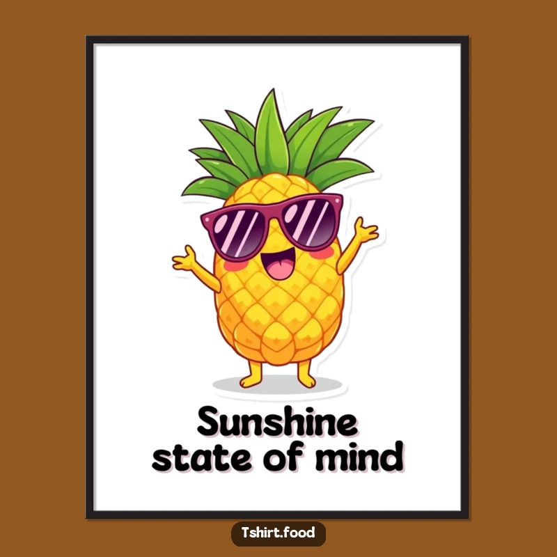 Funny Pineapple Shimmy Poster: Vibrant Tropical Art for a Cheerful Room