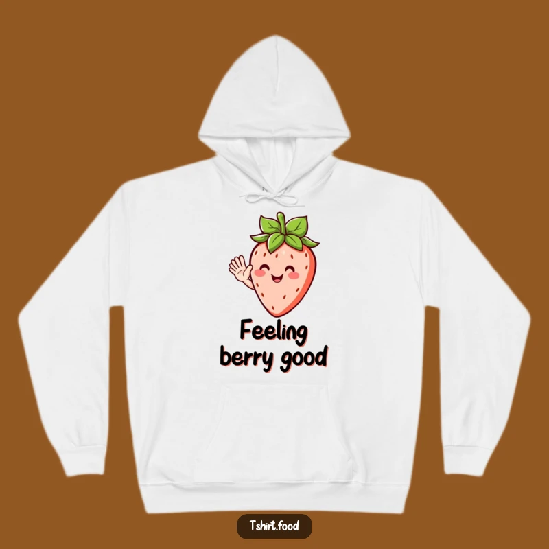 Cozy Funny Strawberry Wave Hoodie - Sweet Fruit Character for Everyday Comfort