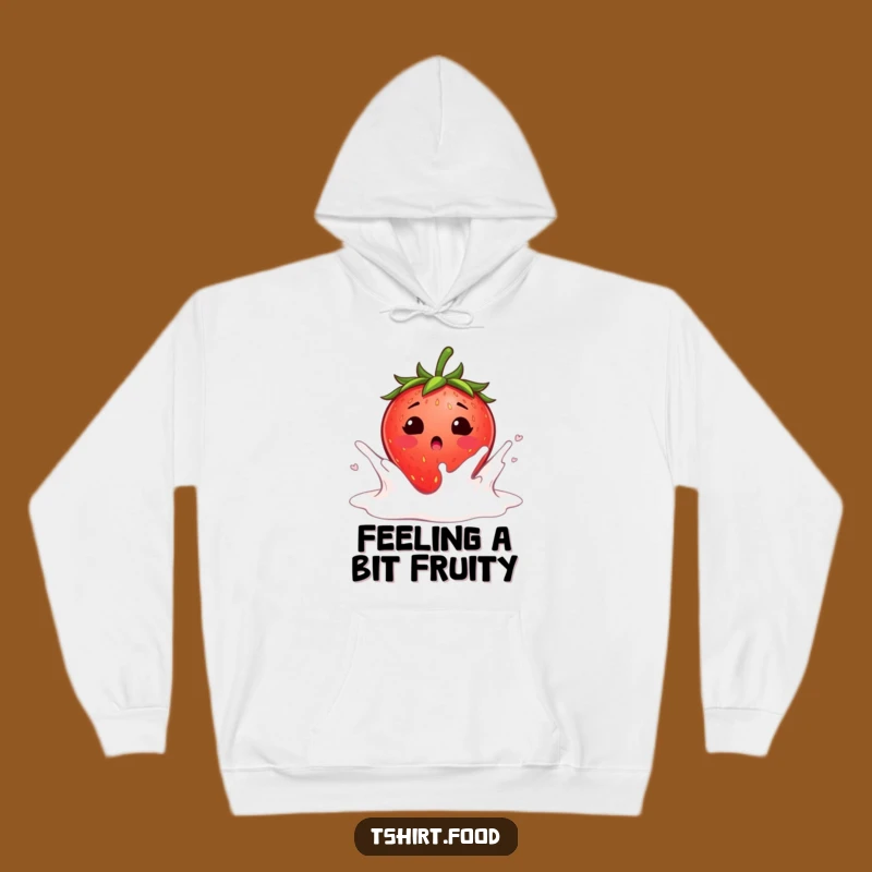 Funny Strawberry Milk Hoodie: Blushing Surprise Comfort - Hilarious Breakfast Treat!