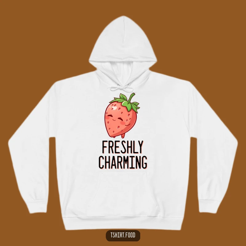 Funny Strawberry Hat Wink Hoodie: Cozy Fruit Character, Warm Humorous Apparel
