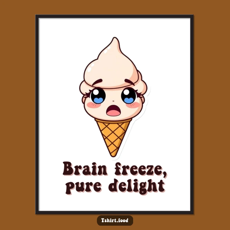 Funny Free Printable Wall Art: Surprised Ice Cream Cone, Quirky Downloadable Decor