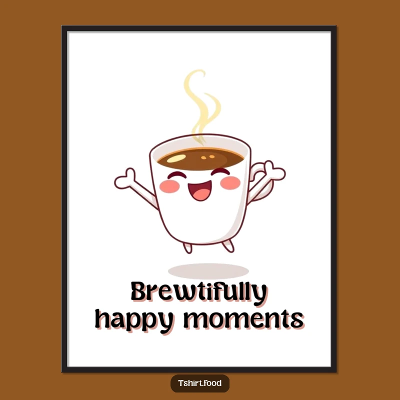 Free Printable Wall Art: Coffee's Joyful Leap, Humorous Downloadable Decor for Coffee Lovers