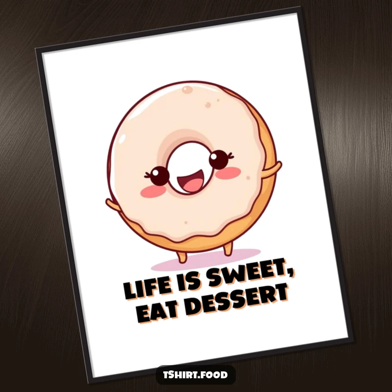 Free Printable Wall Art: Happy donut character with a big smile joyfully bouncing a small ball, adding cheer to any room.