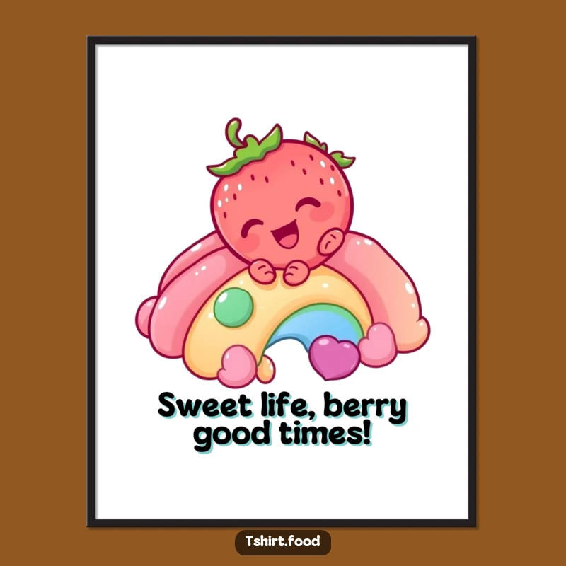 Free Printable Strawberry Art: Candy Rainbow Slide Wall Decor Downloadable Gift