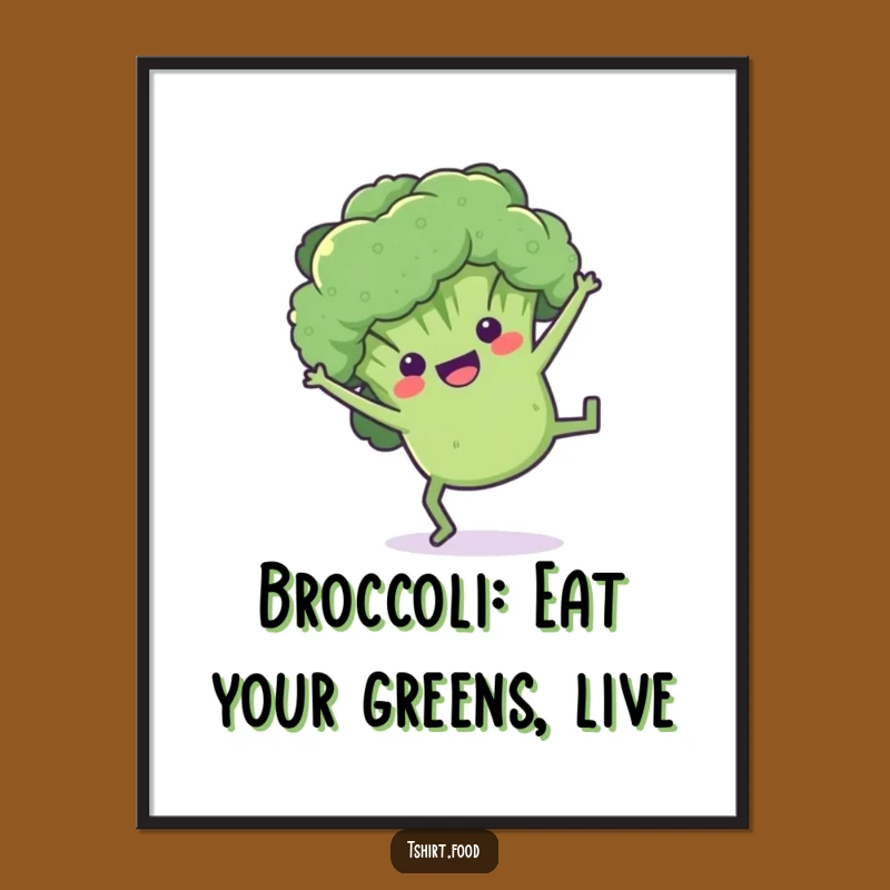 Free Printable Wall Art: Active Broccoli Cartwheel, Funny Downloadable Decor