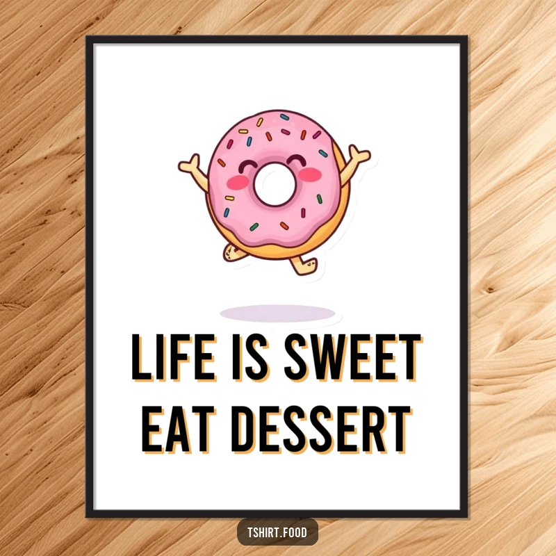 Funny Free Printable Wall Art: A dancing donut character covered in sprinkles, bringing a whimsical and fun element to the room.