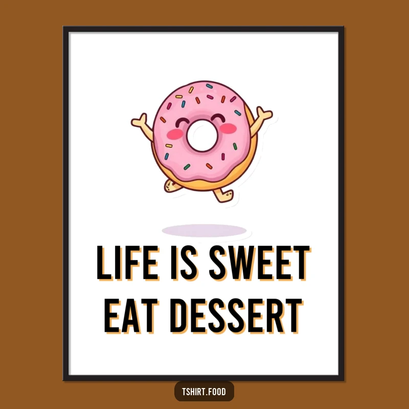 Free Printable Wall Art: Dancing Donut Character, Sprinkle Design, Funny Downloadable Art