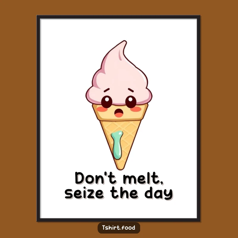 Free Printable Wall Art: Surprised Melting Ice Cream - Funny Downloadable Decor