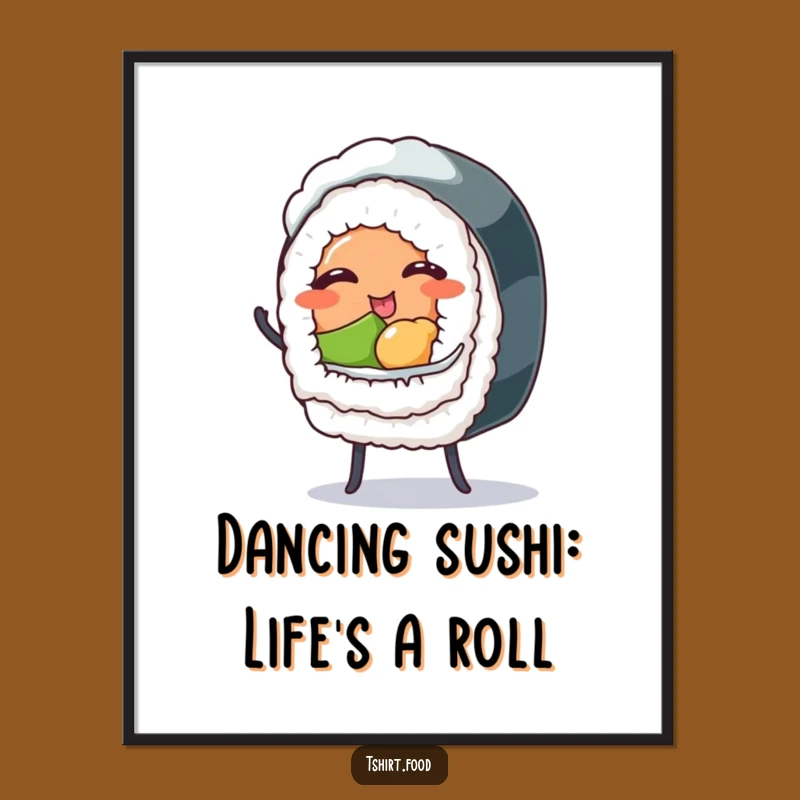 Funny Free Printable Wall Art: Winking Sushi Roll Dancing - Quirky Downloadable Decor!