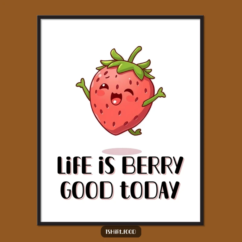 Free Printable Strawberry High Jump Wall Art - Energetic Downloadable Decor Gift