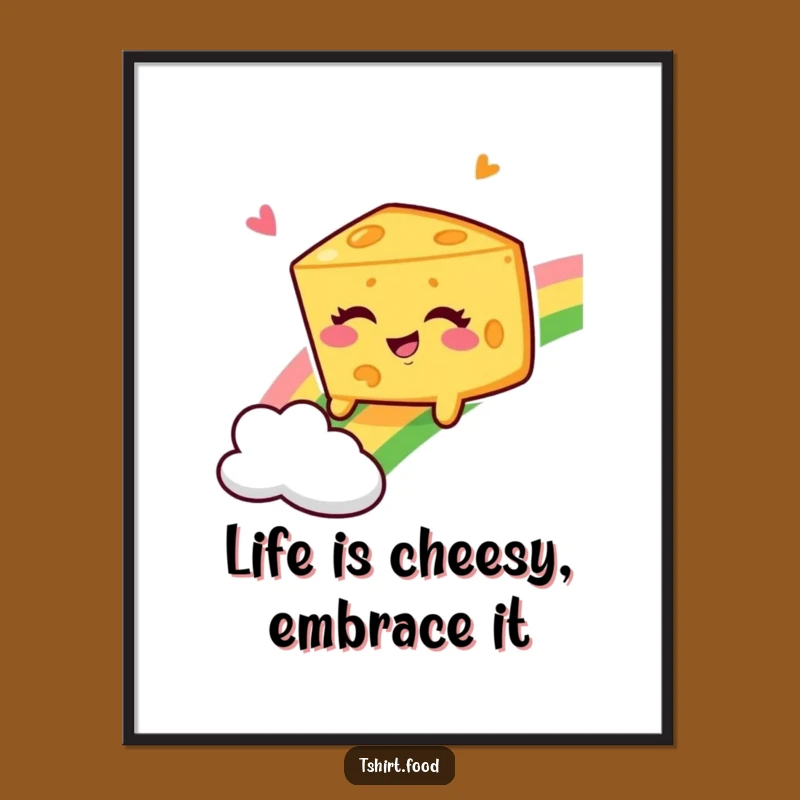Free Printable Wall Art: Funny Winking Cheese Rainbow Giggle, Humorous Downloadable Decor