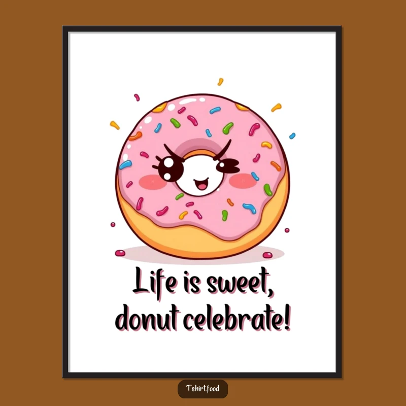 Funny Free Printable Wall Art: Donut Wink Sprinkles, Downloadable Kawaii Decor