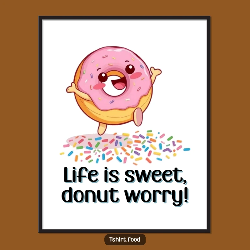 Free Printable Donut Art: Cheerful Sprinkly Leap Wall Decor Downloadable Gift