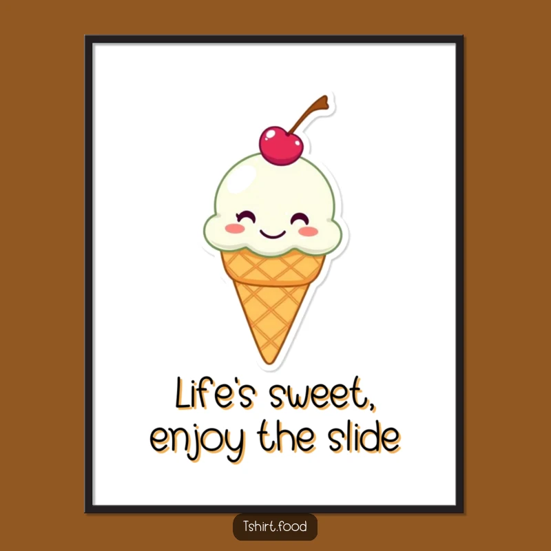 Funny Free Printable Wall Art: Sliding Ice Cream - Quirky Downloadable Decor!