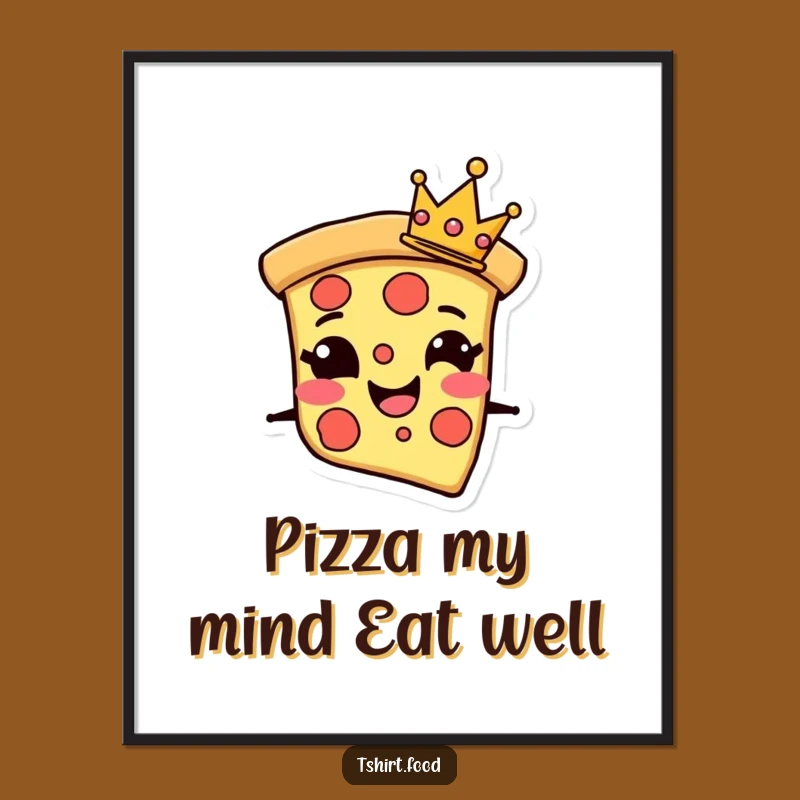 Free Printable Wall Art: Grinning Pizza, Tiny Crown, Funny Downloadable Art