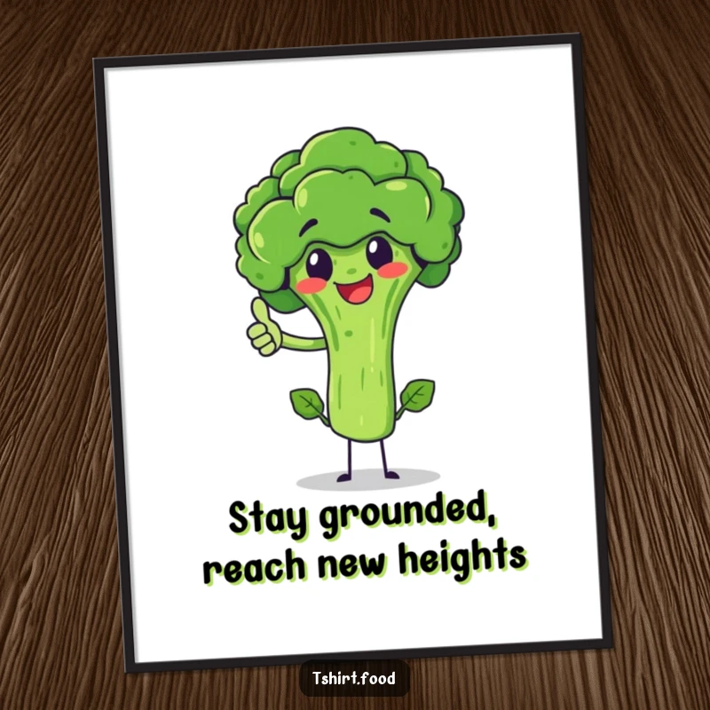 Funny Free Printable Wall Art: A friendly broccoli character balancing and giving a big thumbs up.