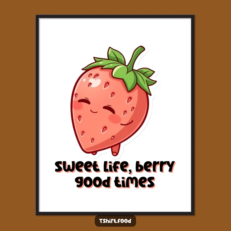Funny Free Printable Wall Art: Winking Strawberry - Charming & Quirky Decor - Downloadable!