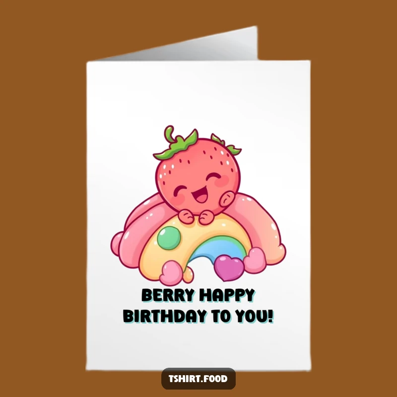 Free Printable Strawberry Birthday Card: Candy Rainbow Slide DIY Downloadable Gift