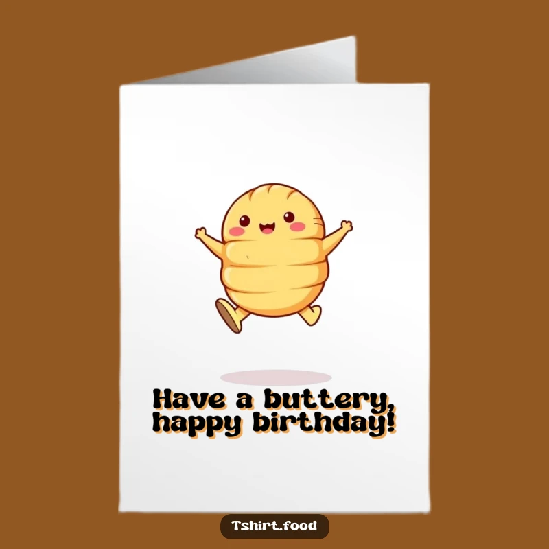 Free Printable Birthday Card: Jumping Croissant, Funny Leap Gift