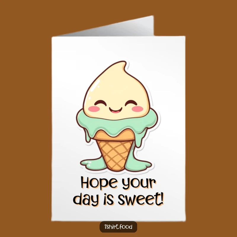 Free Printable Birthday Card: Melting Ice Cream, Funny Sweet Wishes Download