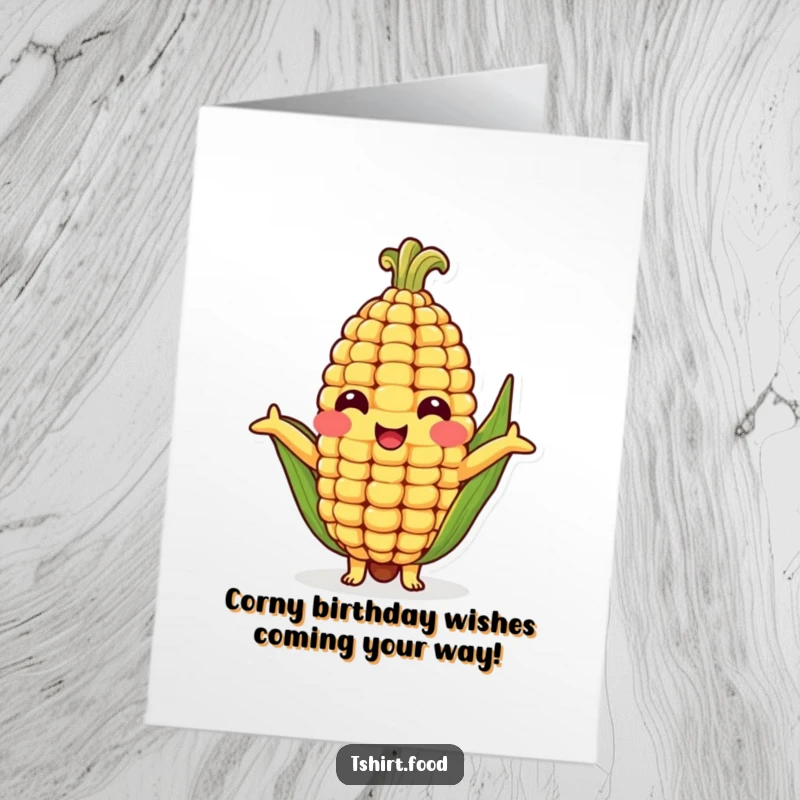 Funny Free Printable Birthday Card featuring a cheerful corn cob character offering a big, warm hug, ready to celebrate.