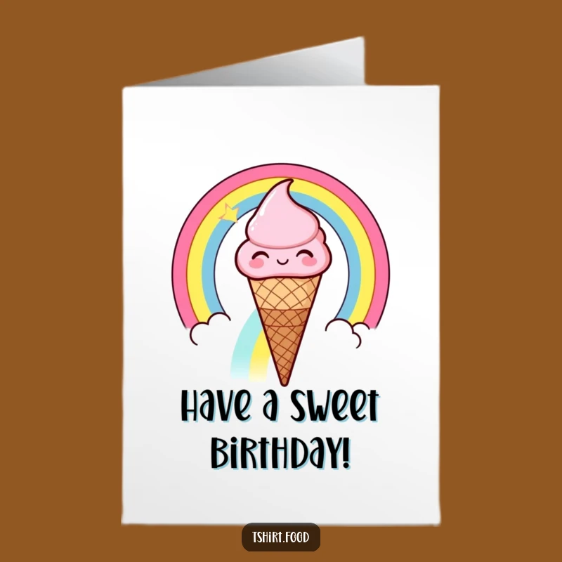 Free Printable Ice Cream Birthday Card: Funny Winking Rainbow DIY