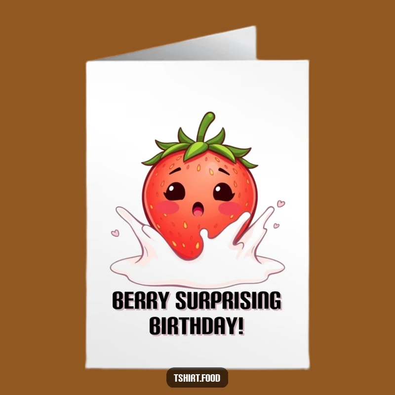 Free Printable Strawberry Birthday Card: Funny Blush Splash DIY Gift