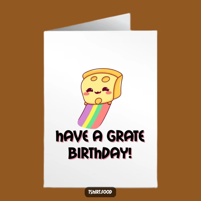 Free Printable Birthday Card: Giddy Cheese on Rainbow, Hilarious Downloadable Gift