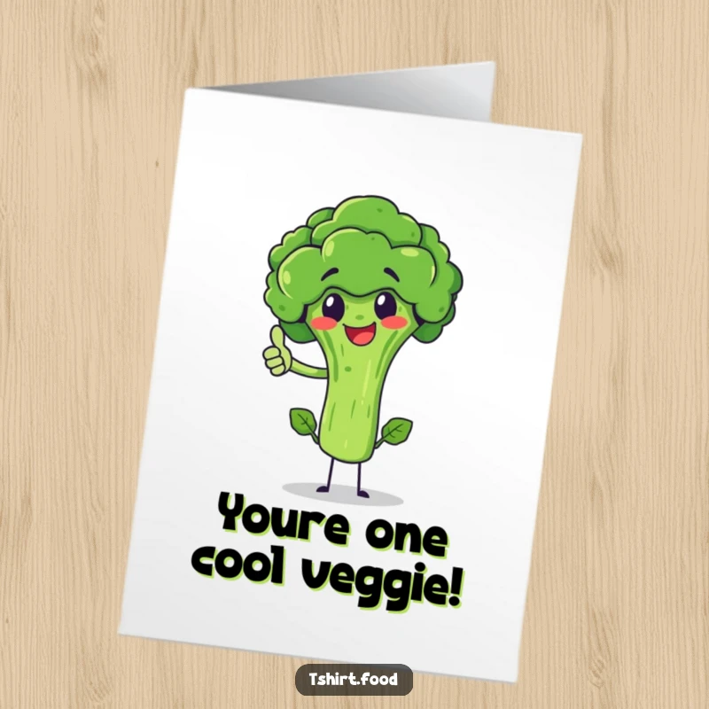 Funny Free Printable Birthday Card featuring a cheerful broccoli giving a thumbs up, ready to deliver laughs.