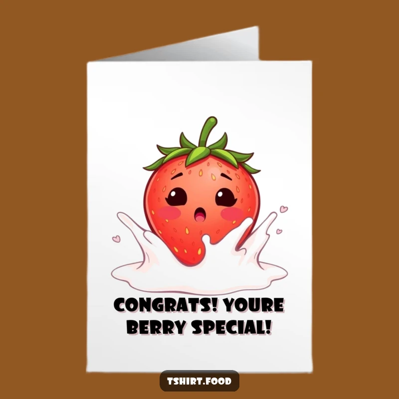Free Printable Strawberry Congrats Card: Funny Blush Splash Downloadable